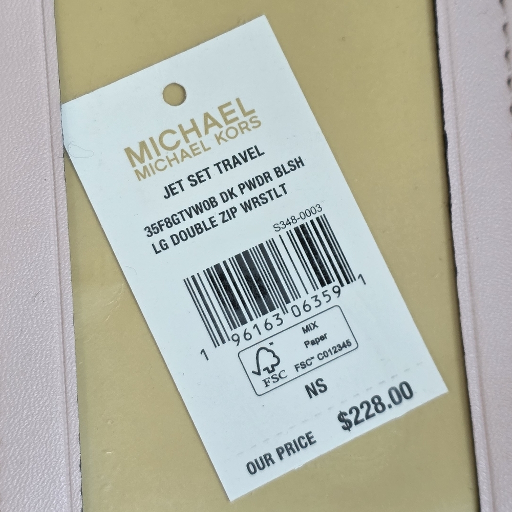 Michael Kors Jet Set Logo Pink Double Zip Wristlet - Picture 5 of 5